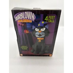 Halloween Airblown 4' Inflatable Black Wizard Cat‎ Gemmy 2005 Tested